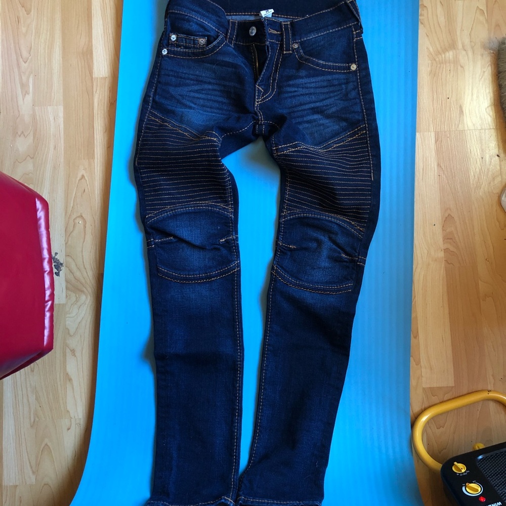 True Religion—Midnight Blue Denim Biker Jeans